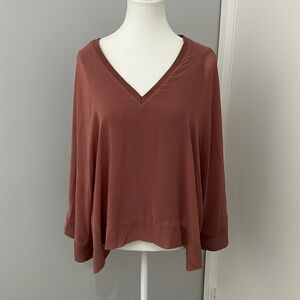 Zara Long Sleeved Mauve Blouse with Translucent Flowy Arms